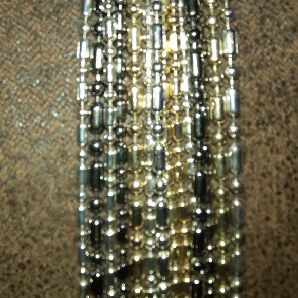 Tri color knotted multistrand necklace EUC women's costume silver black gold - Picture 8 of 13